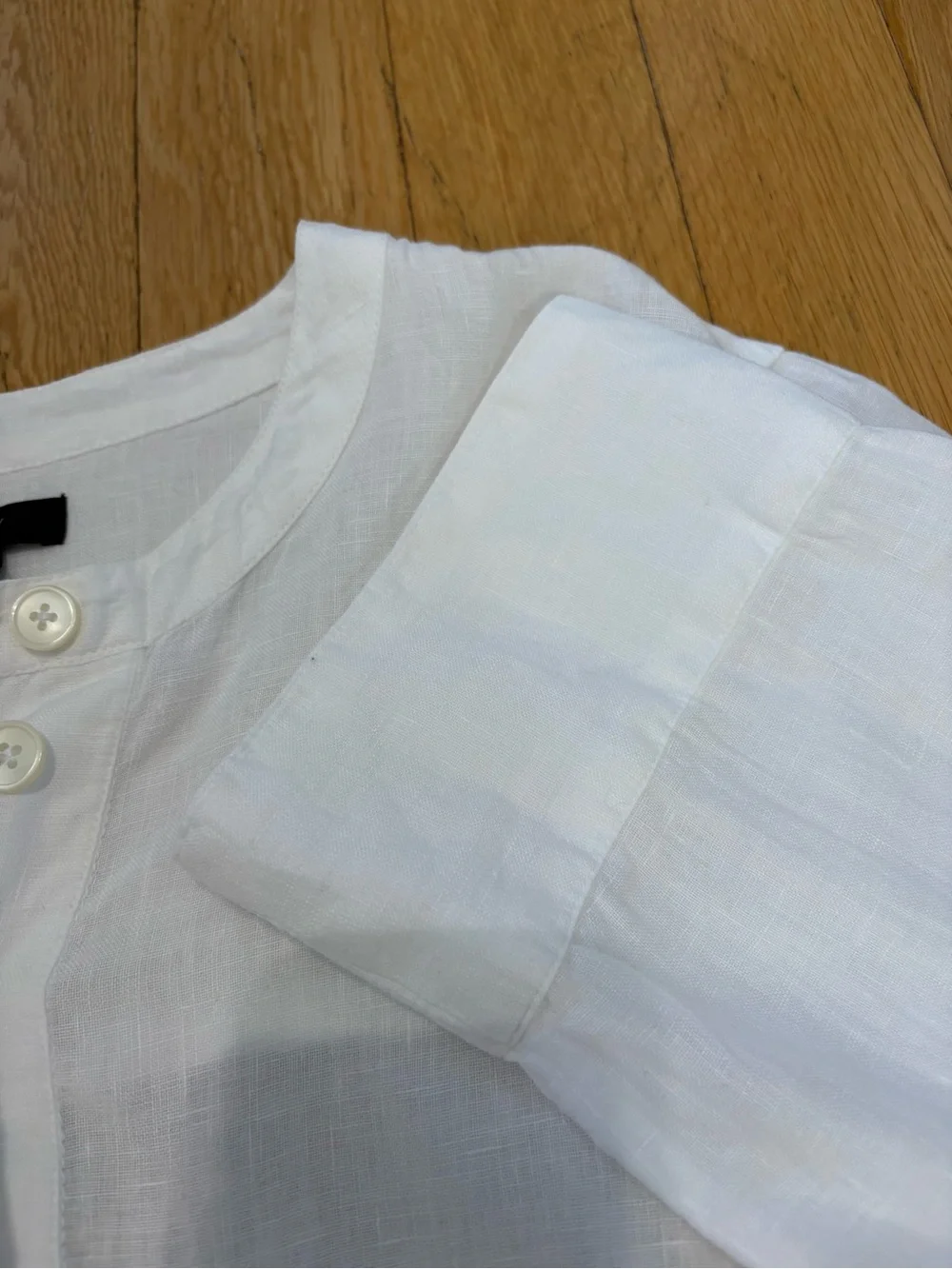 J.Crew White 100% Linen Button-Front Tunic Blouse Shirt Coastal Granddaughter S